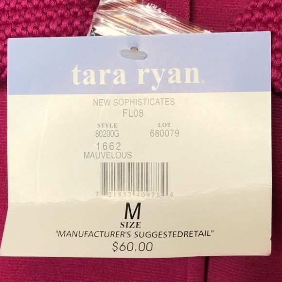 Tara Ryan Mauvelous Cropped Jacket Mauve Pink Knit Button Front Medium NEW - Picture 9 of 9